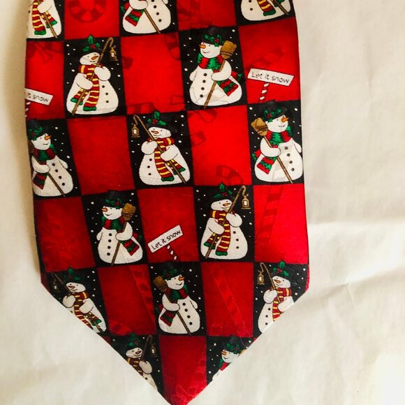 Christmas tie Snowmen new Yule Tie Greetings by MMG Hallmark Licensing, Inc silk - Picture 2 of 2